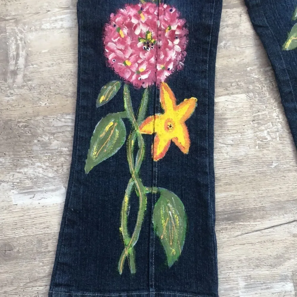 Baby Gassy Gooma Boutique Kids Girls Sz 6x Floral Painted Jeans